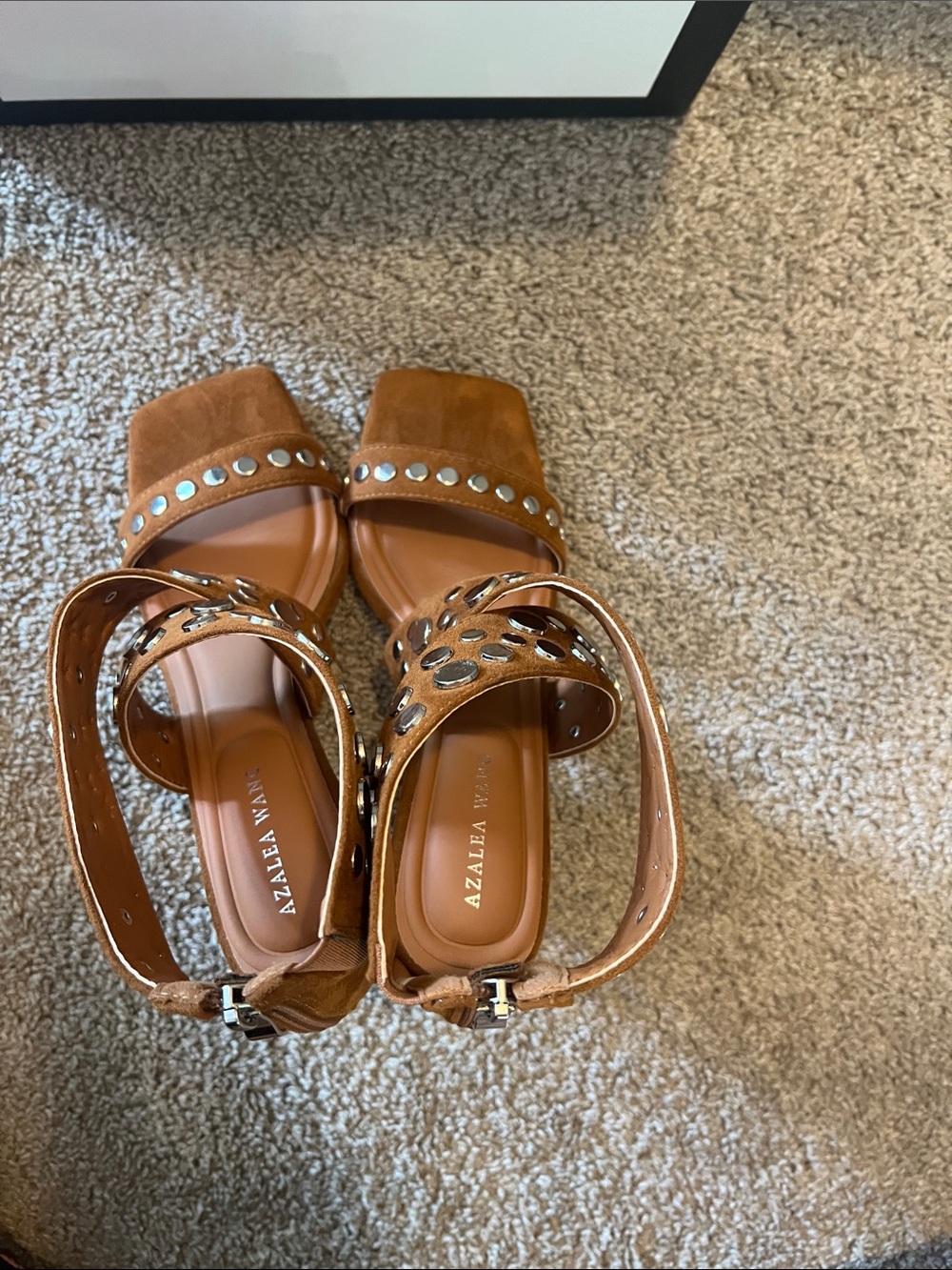 Azalea Wang Women’s Brown Studded Suede Heels - Picture 5 of 7